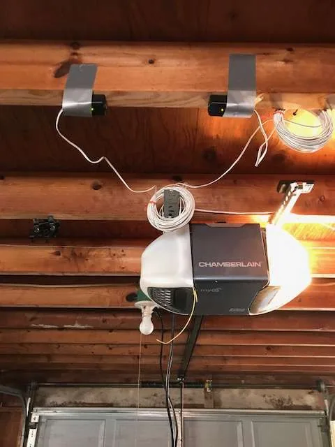 Chamberlain garage door opener loose wiring ceiling joists