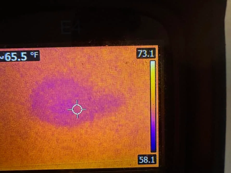 Flir e4 screen closeup purple cold patch 65 degrees