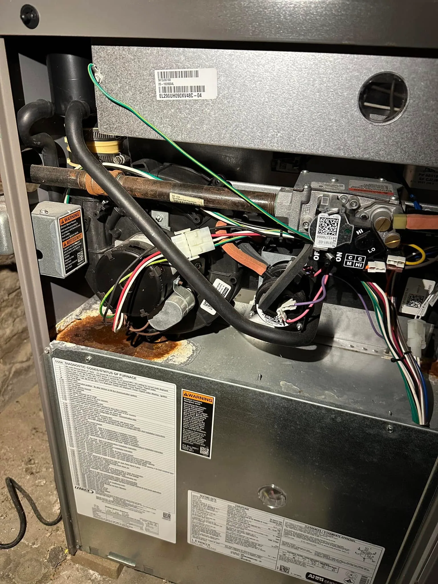 Lennox furnace gas valve inducer wiring rust