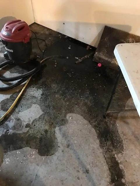 Wet basement floor shop vac water damage